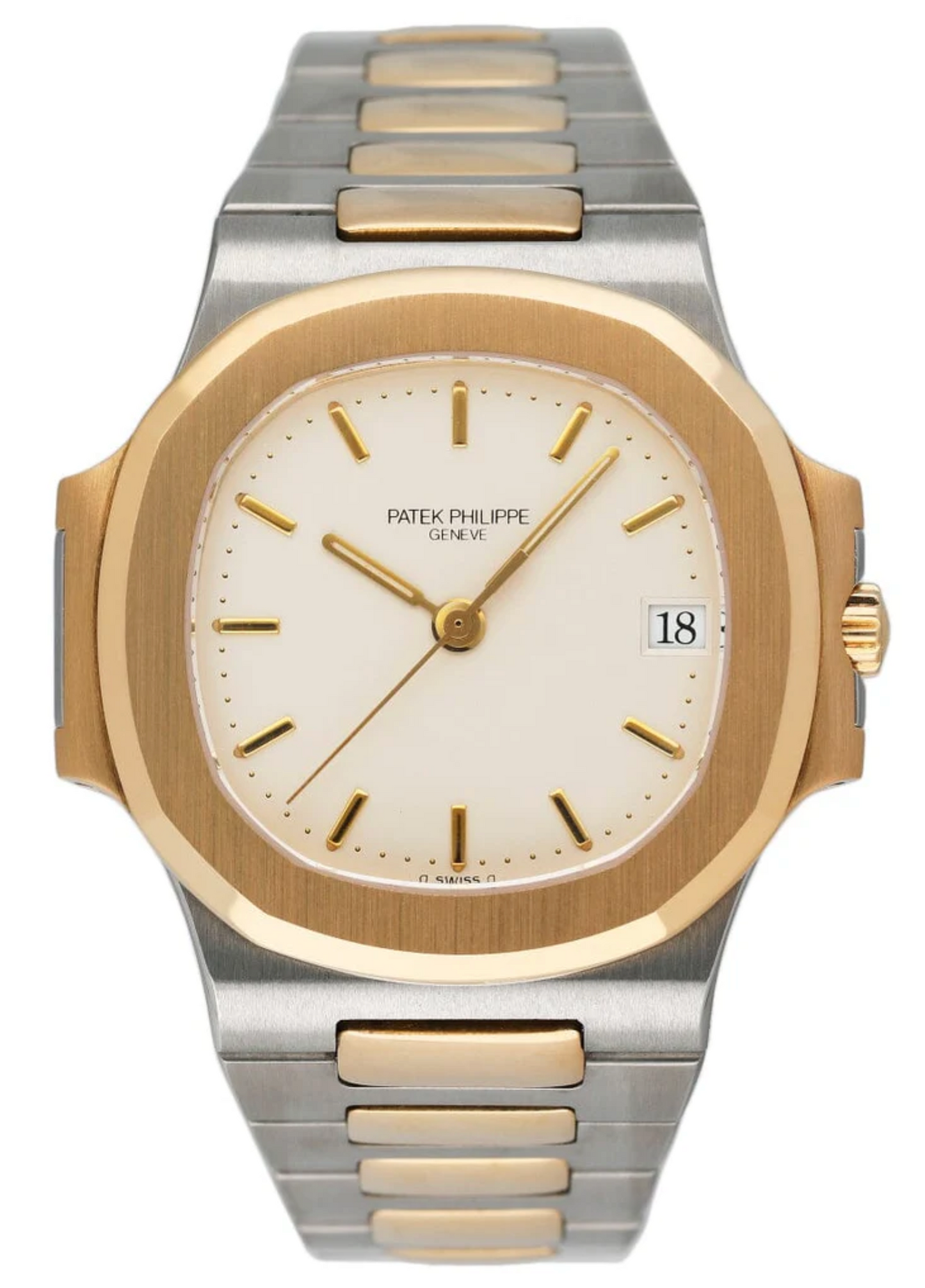 Patek Philippe Nautilus 3800 Ivory Dial Two Tone Mens Watch